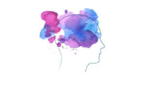 splotchy watercolor head/brain