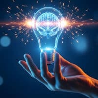 lighbulb-brain with flash of bright light