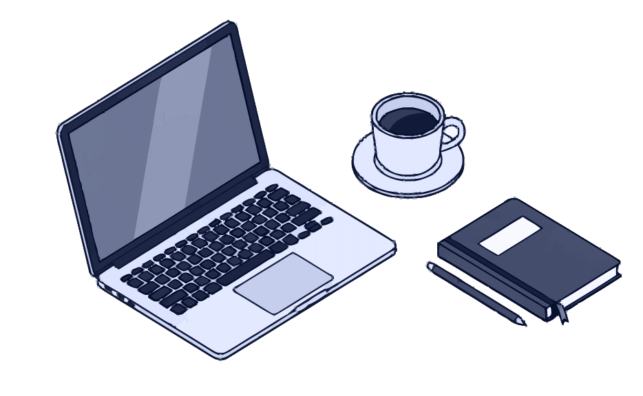 book, coffee, computer